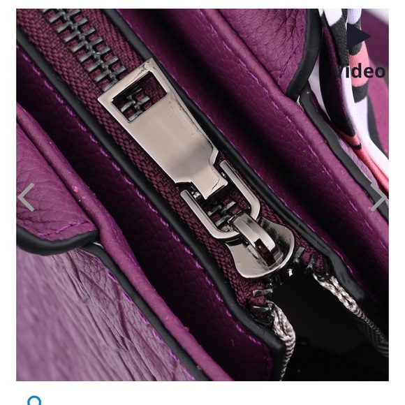 NEW Genuine Leather Purple Embossed Crocodile Tote Bag with Shoulder Strap - Picture 6 of 7